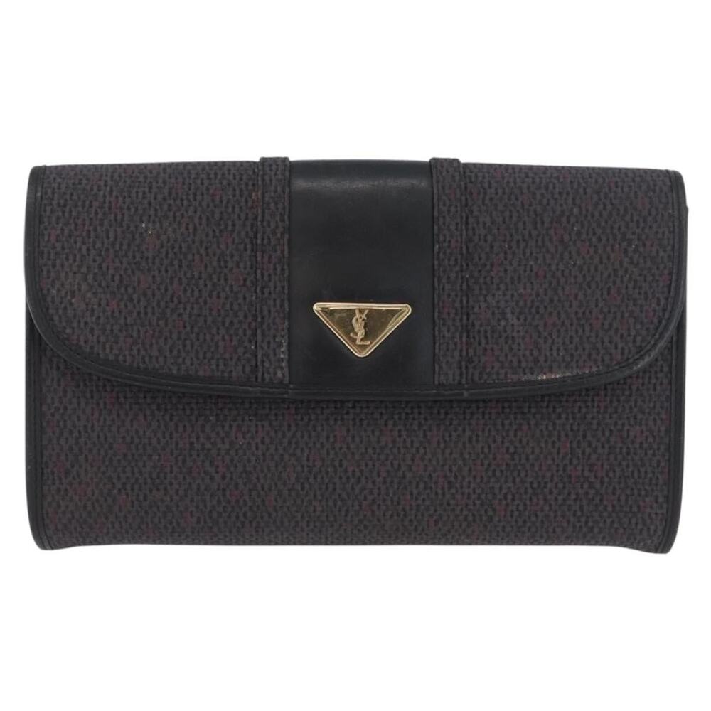 Saint Laurent Coated Canvas Clutch Bag Purple
